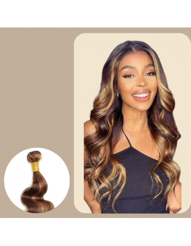 Tissage Vierge Ihmisen hiukset Body Wave 7A Chatain Méché Blond P4/27 100 Gr 100 Gr Véritable concentré