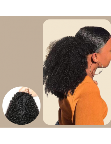 Coda di cavallo castano scuro con clip naturale capelli ricci afro de pas cher