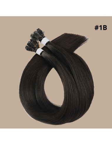 100 Keratin Extensions Rett Premium med Flat Tupp 1B de technologie