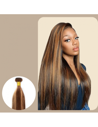 Vävning Virgin Hair Human Hair Straight 7A Medium Brown Blond P4/27 100 Gr france