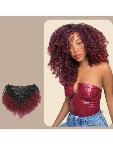 Afro Curly Ombre Tummanruskea Clip-In Extensions Kit 99J 120 gr 120 gr store